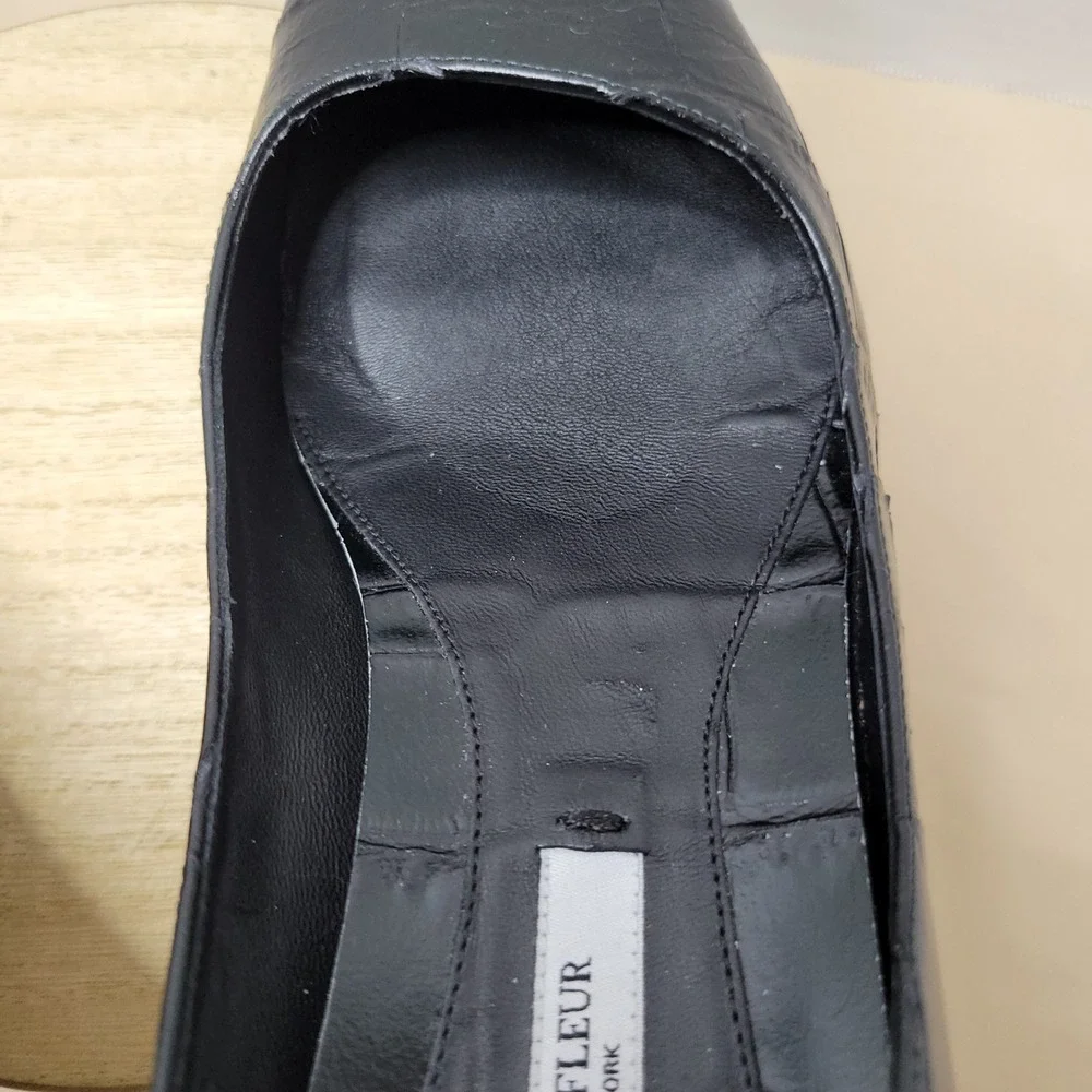 MM.LaFleur The Ginger Black Croc Embossed Leather Pointed Toe Pump Heels size 37